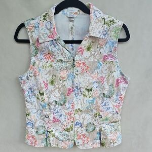 Christopher & Banks Colorful Patchwork Button-Up Tank Top